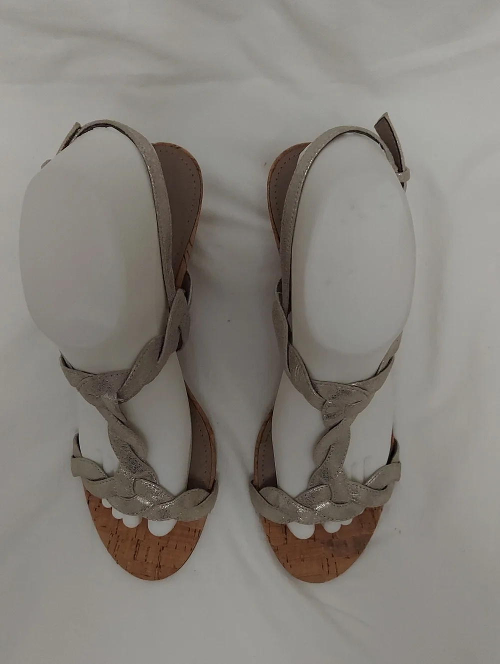 Donald/Pliner Jooli Woven Metallic Wedge Sandals - Silver Womens 8.5 New